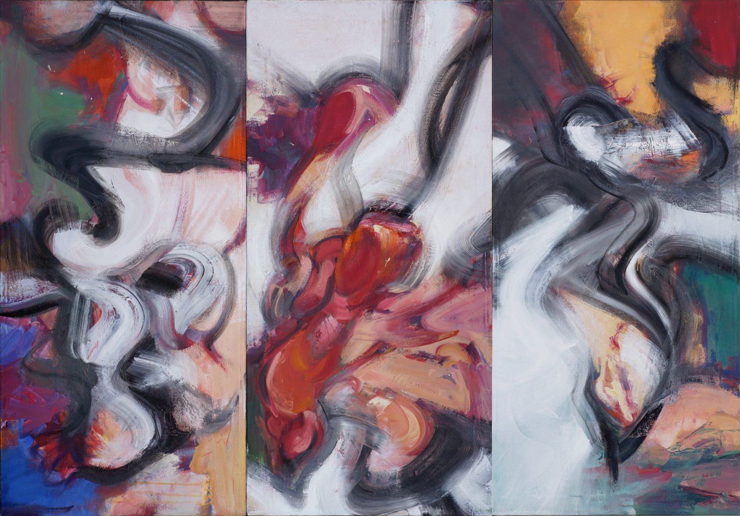 Tribute to an American Expat-revisited | Oil on linen, three panels, 42” x 60” / 107 x 153 cm.